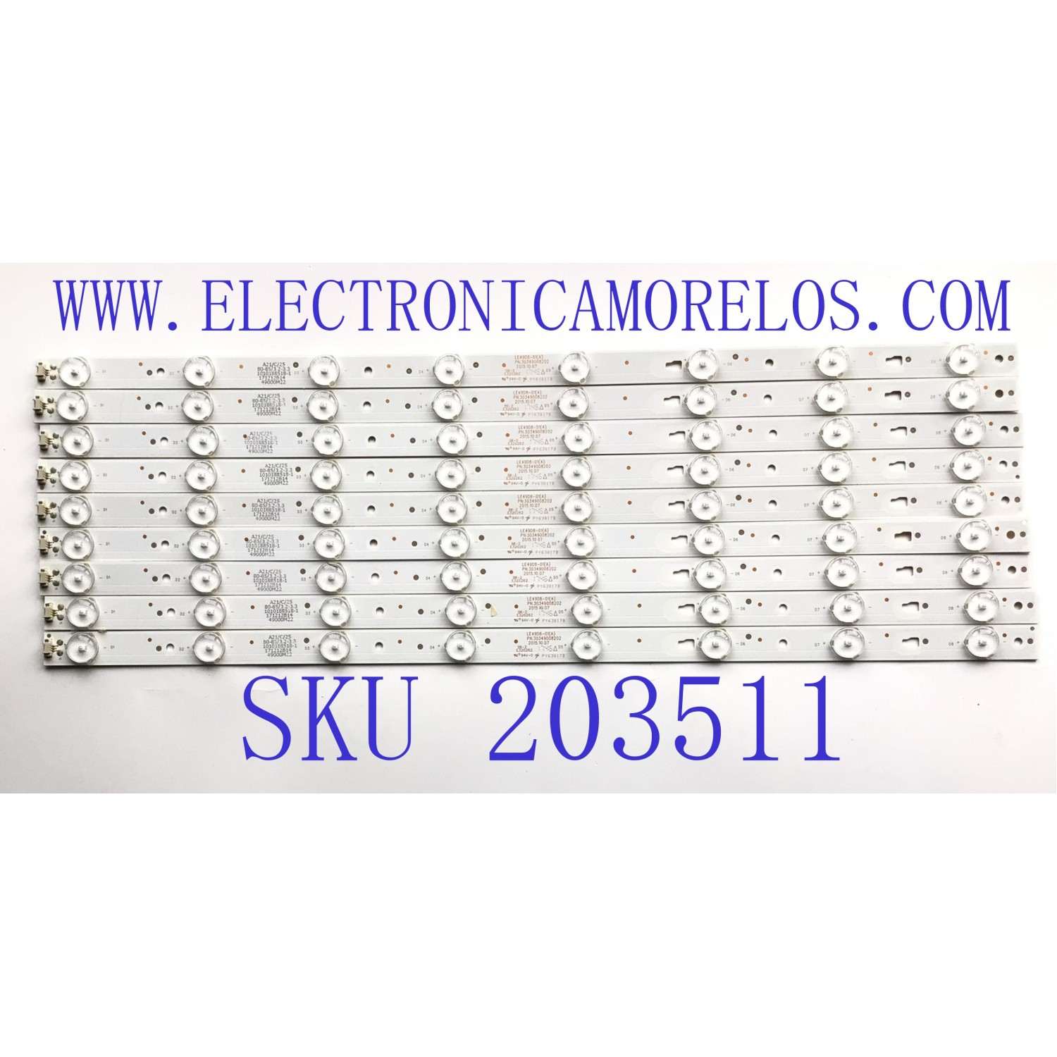 KIT DE LED'S PARA TV HITACHI ((INCOMPLETO SOLO 9 PIEZAS)) / NUMERO DE PARTE LE49D8-01 / 30349008202 / LE49D8-01(A) / 49000M22 / PANEL LSC490FN02-W / MODELO 49C61 / NOTA IMPORTANTE:KIT CONSTA DE 10 PIEZAS EN TOTAL